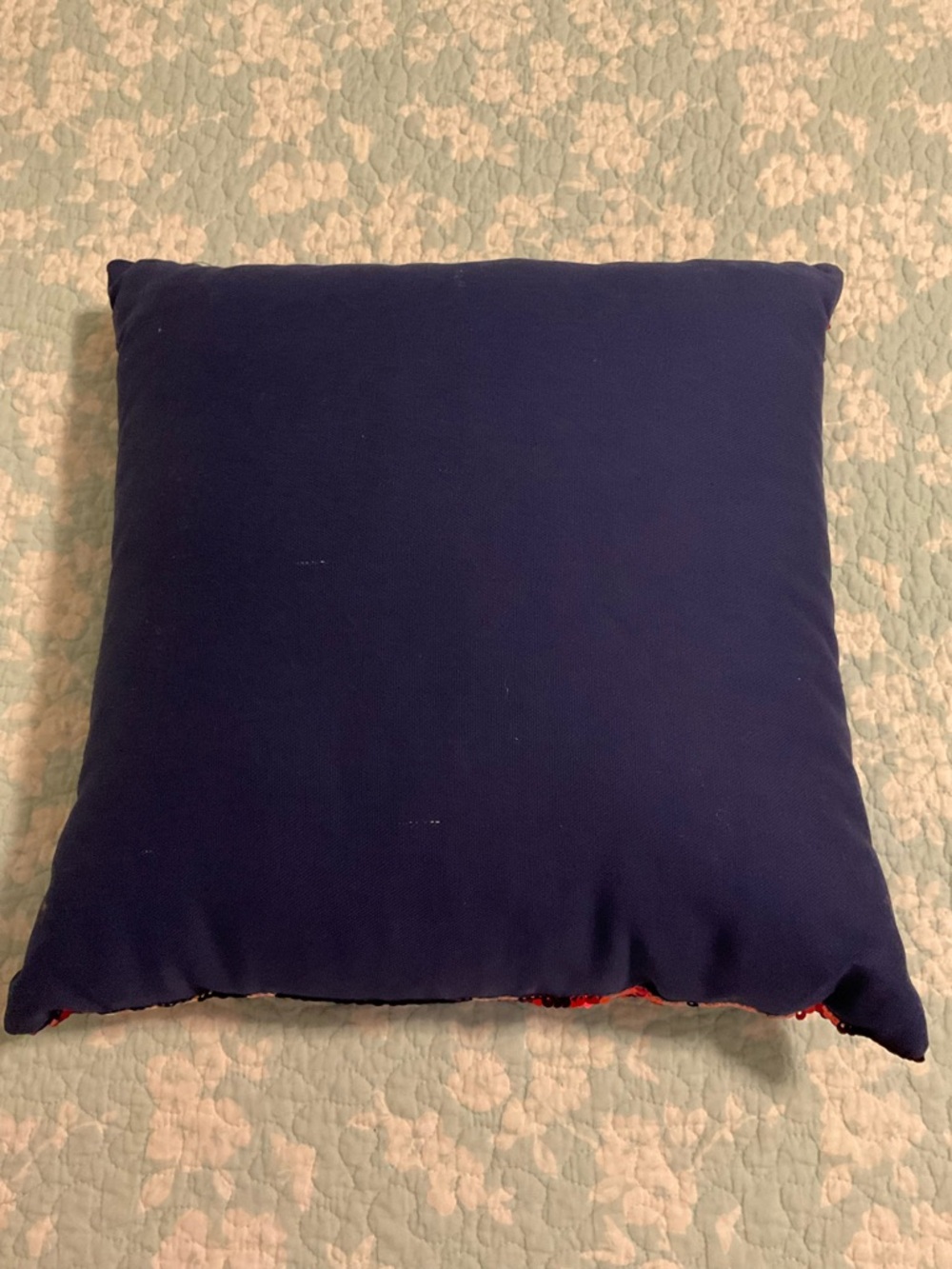 Sparkling Red, White & Blue Sequin Pillow - Picture 4 of 4